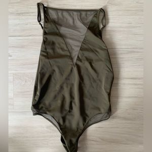 Bodysuit with sheer deep plunge